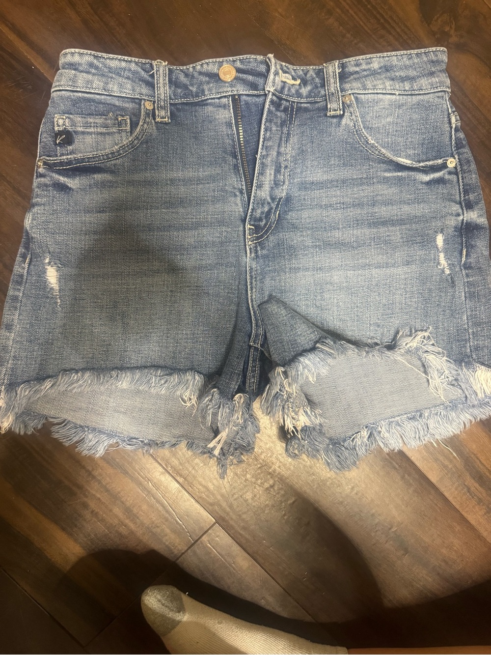 KanCan Light Blue Distressed Frayed Hem Denim Shorts